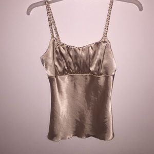 Satin tank blouse with braided straps
